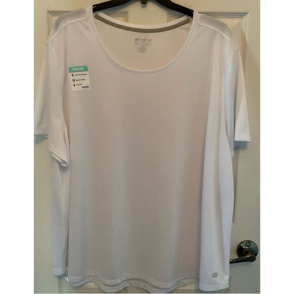 Reel Legends Womens 4X Permormance Round Neck Top SHORT-SLEEVE Bright White - Picture 6 of 6